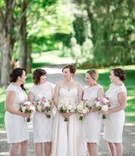 Bride and Bridesmaids in White Lace Dresses
Photography: Judith Rae
Read More:
http://www.insideweddings.com/weddings/whimsical-vintage-garden-wedding-with-rustic-details/826/ bride in Romona Keveza Legends L267, bridesmaids in watters encore hawthorn white lace dresses