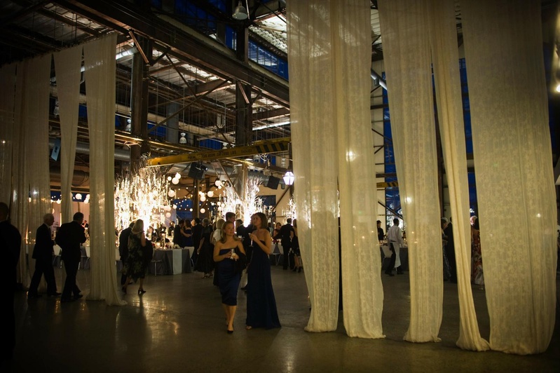 Reception Decor Photos Ivory Drapery Over Concrete Floors