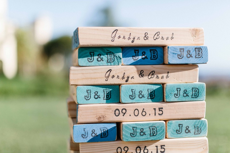 Personalized Jenga Block Guest Book
Photography: Braedon Photography
Read More:
http://www.insideweddings.com/weddings/orthodox-jewish-wedding-with-outdoor-ceremony-inspired-by-the-sea/812/ Wedding guestbook alternative Jenga wood blocks with wedding date and initials