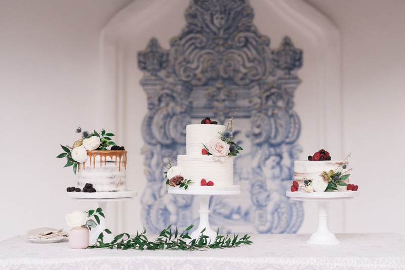 Three Wedding Cakes on Dessert Table
Photography: Anya Kernes Photography
Read More:
http://www.insideweddings.com/weddings/outdoor-wedding-with-dusty-rose-powder-blue-lavender-palette/1288/ wedding cake selections three cakes with flowers berries greenery outdoor courtyard wedding