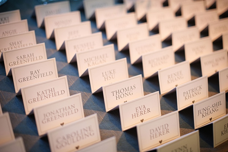 All-Caps Escort Cards
Photography: Next Exit Photography
Read More:
http://www.insideweddings.com/weddings/alfresco-interfaith-ceremony-ballroom-reception-in-santa-monica/963/ Typed escort cards purple font heart motif all capital letters tent style