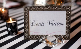 Unique Framed Table Name
Photography: dMdC Photography
Read More:
http://www.insideweddings.com/weddings/black-white-pink-fashion-themed-bridal-shower/490/ Framed table name card
