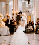 Bride %26 Groom on Gold Monogram
Photography: Janelle Elise Photography
Read More:
http://www.insideweddings.com/weddings/luxurious-real-wedding-with-gold-ivory-blush-palette-in-atlanta/1209/ bride in wedding dress trumpet gown white tuxedo jacket groom gold monogram dance floor chandelier