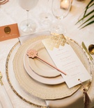 Gold %26 Rose Gold Place Setting
Photography: Melissa Kilner Photography
Read More:
http://www.insideweddings.com/weddings/glamorous-styled-wedding-inspired-by-moroccan-details-in-seattle/1253/ wedding reception place setting moroccan style gold menu card tassel laser cut details