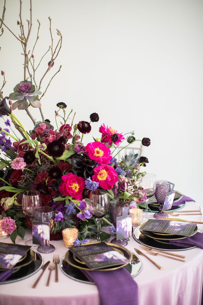 Reception Decor Photos Fuchsia Purple Lavender Centerpiece