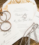 Classic Invitation with Gold Envelope Liner
Photography: Carasco Photography
Read More:
http://www.insideweddings.com/weddings/classic-church-ceremony-reception-at-art-deco-venue-in-chicago/1294/ white gold grey invitation suite with drawing of reception venue gold art deco style envelope liner