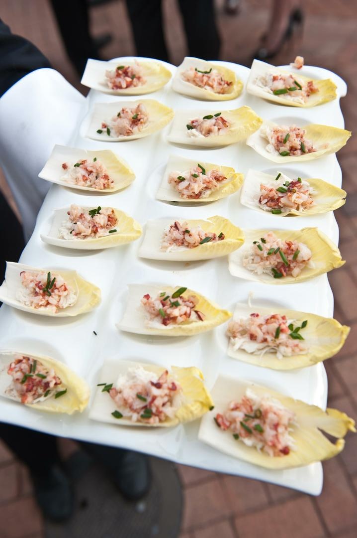 Endive Appetizers
Photography: Elizabeth Solano
Read More:
http://www.insideweddings.com/weddings/seaside-wedding-at-the-resort-pelican-hill-newport-beach/394/ Lettuce boat and crab meat with scallions