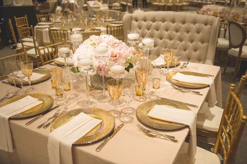 Reception Décor Photos Golden Place Settings at Houston Reception