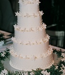 White Wedding Cake
Photography: Dalal Photography
Read More:
http://www.insideweddings.com/weddings/elegant-garden-wedding-in-beverly-hills-california/56/ Five layer cake with flowers and frosting dots