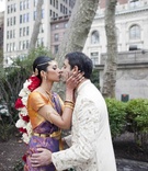 Actress Reshma Shetty and Groom Kiss
Photography: Mel Barlow %26 Co.
Read More:
http://www.insideweddings.com/weddings/reshma-shetty-and-deep-katdare/377/ Actress Reshma Shetty and groom dressed in traditional outfits for a Indian Hindu wedding