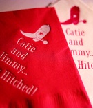 Cowboy-Themed Cocktail Napkins
Photography: Simone %26 Martin Photography
Read More:
http://www.insideweddings.com/weddings/sophisticated-wedding-at-southern-california-estate/296/ Red and white napkins with cowboy boot and spur motif