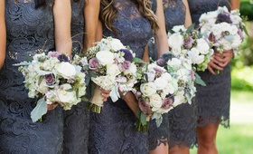 Rustic Bridesmaid Bouquets
Photography: Images by Berit, Inc.
Read More:
http://www.insideweddings.com/weddings/east-coast-countryside-wedding-with-vintage-details/521/ Bridesmaids in short lace dresses with garden flowers