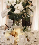 White Flowers %26 Tropical Greenery
Photography: James Moes
Read More:
http://www.insideweddings.com/weddings/outdoor-fall-ceremony-luxe-ballroom-reception-in-beverly-hills/1214/ white orchid rose hydrangea lily hibiscus flowers green banana leaf palm tropical jungle leaves
