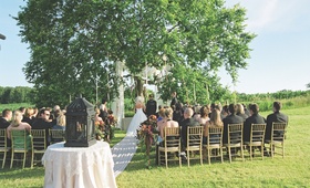 Countryside Outdoor Ceremony
Photography: Perspective Studio Photography
Read More:
http://www.insideweddings.com/weddings/romantic-summer-winery-wedding-in-st-croix-falls-wisconsin/230/ Alfresco ceremony under elm tree on grass