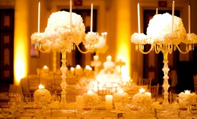 Luxurious Wedding Tablescape
Photography: Donna Newman Photography
Read More:
http://www.insideweddings.com/weddings/elegant-all-white-wedding-at-the-breakers-in-florida/362/ Table decor with crystal pedestals and tall candles and white flowers