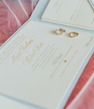 Trifold Invitation Suite with Rings
Photography: LuvRox Photography
Read More:
http://www.insideweddings.com/weddings/luxurious-destination-wedding-at-the-ocean-club-in-the-bahamas/1324/ invitation suite trifold booklet in pale blue, embossed invitations, gold wedding rings