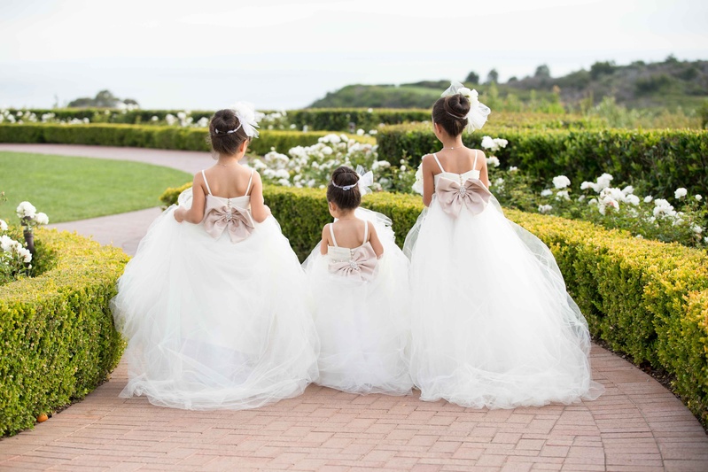 Flower Girls Ring Bearers Photos Three Flower Girls In White