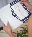 Navy-Striped Invitation with Pineapple
Photography: Collin Pierson Photography
Read More:
http://www.insideweddings.com/weddings/southern-elegance-inspired-styled-shoot-with-playful-summer-details/837/ blue and white invitation, southern charm wedding pineapple details
