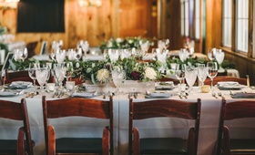 Long, Rustic Tablescapes, Simple Florals
Photography: Briana Moore Photography
Read More:
http://www.insideweddings.com/weddings/rustic-seaside-wedding-with-hunter-green-color-palette-in-maine/888/ long rustic tablescape simple florals green theme wedding maine planter box burgundy fairy lights
