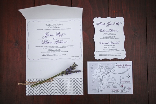 Wedding Invitation Suite With Purple Script Writing Area Map Wedding Invitation Suite With Purple Script Writing Area Map