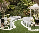 Garden Ceremony with White and Mirror Details