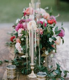 Boho-Chic Florals %26 Candles
Photography: Joseph West Photography
Read More:
http://www.insideweddings.com/weddings/childhood-friends-say-i-do-at-garden-inspired-wedding-in-austin/1338/ wood table metallic candle votive taper candle pink dahlia mum garden rose greenery flowers