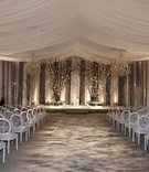 Indoor Chicago Ceremony
Photography: KingenSmith
Read More:
http://www.insideweddings.com/weddings/modern-black-white-chicago-wedding-with-hints-of-pink/613/ White and grey wedding ceremony decorations for ballroom