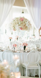 Centerpiece in Classic Hues
Photography: Jodee Debes Photography
Read More:
http://www.insideweddings.com/weddings/elegant-alfresco-ceremony-reception-with-parisian-elements/1176/ classic wedding decor, floral centerpiece with pink, ivory, and