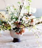 Hellebore in Centerpiece
Photography: O’Malley Photographers
Read More:
http://www.insideweddings.com/weddings/a-sweet-springtime-tablescape-with-a-soft-neutral-color-palette/1059/ grey vase with amber hellebore, white magnolia, Japanese ranunculus
