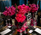 Low Floral Arrangement on Dark Tablescape