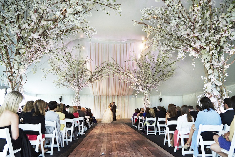 Ceremony Décor Photos - Tent Ceremony with Tree Decorations ...