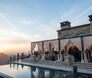 Poolside Reception Overlooking Mountains