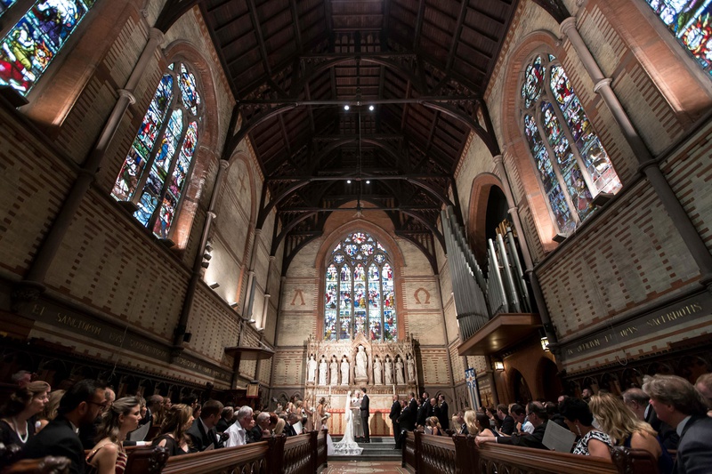 Bride %26 Groom at Altar of NYC Church
Photography: Maya Myers Photography
Read More:
http://www.insideweddings.com/weddings/classic-traditional-ceremony-striking-reception-in-new-york-city/1340/ wedding ceremony church of the good shepherd high line hotel new york stained glass windows vaulted