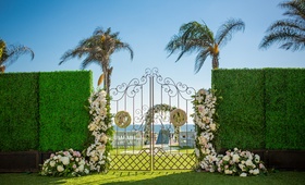 Wrought-Iron Gate, Initials in Florals
Photography: Michael Svoboda Wedding Photography
Read More:
http://www.insideweddings.com/weddings/boho-chic-wedding-with-ocean-elements-in-southern-california/933/ wrought iron gate ceremony couples initials florals white pink greenery beach hotel del coronado