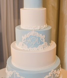 Pale Blue and White Wedding Cake
Photography: Jillian Rose Photography
Read More:
http://www.insideweddings.com/weddings/indoor-wedding-with-beach-inspired-color-palette-in-santa-monica/1052/ five-tier wedding cake alternating in pale blue and white, molded floral accents, monogram