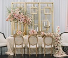 Taupe Tablescape with Pink Rose Florals