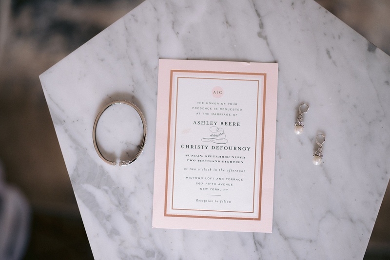 Simple, Modern Invitation
Photography: Kesha Lambert Photography
Read More:
http://www.insideweddings.com/weddings/personalized-ceremony-with-pink-florals-at-a-loft-in-new-york-city/1210/ simple modern invitation with border of pink