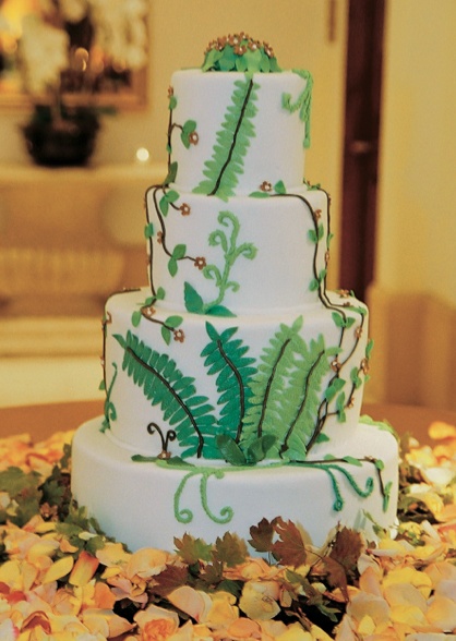 Leaf and Vine Cake
Photography: Nino Rakichevich Photography
Read More:
http://www.insideweddings.com/weddings/wedding-with-cinderella-theme-in-santa-barbara-california/61/ Nature-inspired wedding confection with petals