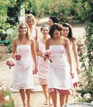 Custom Bridesmaid Dresses
Photography: Amy Kumler Photography
Read More:
http://www.insideweddings.com/weddings/outdoor-wedding-at-a-california-rose-farm/18/ Bridesmaids in pink dresses walk through rose garden