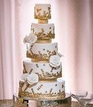 5-Tier White-and-Gold Cake, Eclectic Details
Photography: The Observatory
Read More:
http://www.insideweddings.com/weddings/classic-ballroom-wedding-with-mixed-metal-motif-in-washington-dc/957/ 5 five tier white gold wedding cake eclectic details flowers stand extra tiers buttons