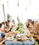 Refined, Boho-Chic Bridal Shower
Photography: Haley Richter Photography
Read More:
http://www.insideweddings.com/weddings/summer-in-the-city-rooftop-bridal-shower-inspiration-in-new-york/1262/ guests at boho chic bridal shower rooftop blue white batik linens greenery centerpieces summer event