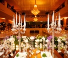 Opulent Tablescape with White, Green, and Purple Features