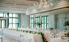 Ivory %26 Greenery Wedding Reception Décor
Photography: Jennings King Photography
Read More:
http://www.insideweddings.com/weddings/alfresco-spring-destination-wedding-in-charleston-south-carolina/1277/ white wash wood room black frame windows white decor chairs linens greenery long garland chandelier