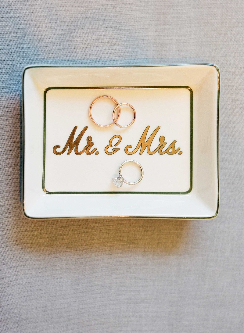 "Mr. %26 Mrs." Ring Tray
Photography: Kat Braman Photography
Read More:
http://www.insideweddings.com/weddings/a-sophisticated-museum-wedding-with-modern-details-in-palm-beach/899/ gold wedding bands with solitaire engagement ring pave band on mr and mrs ring tray