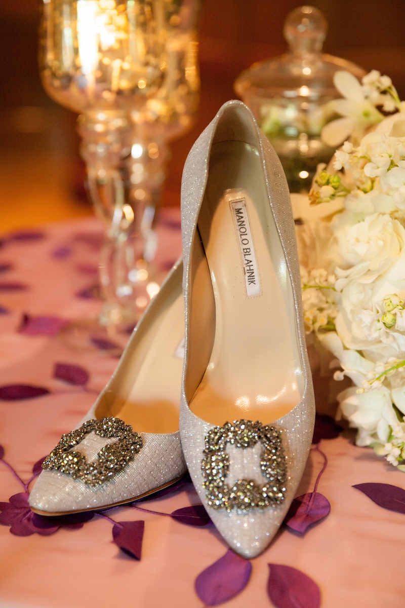 Sparkling Manolo Blahnik Pumps
Photography: Michael Carr Photography
Read More:
http://www.insideweddings.com/weddings/traditional-church-ceremony-forest-inspired-reception-in-houston/695/ Manolo Blahnik glitter pumps with square buckle crystal