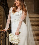 Cowl Neck Gown Over Bodysuit
Photography: KingenSmith
Read More:
http://www.insideweddings.com/weddings/luxurious-wedding-featuring-sentimental-butterfly-decor-in-chicago/1348/ bride with hair down loose curls veil vera wang cowl neck wedding dress over lace body suit unique