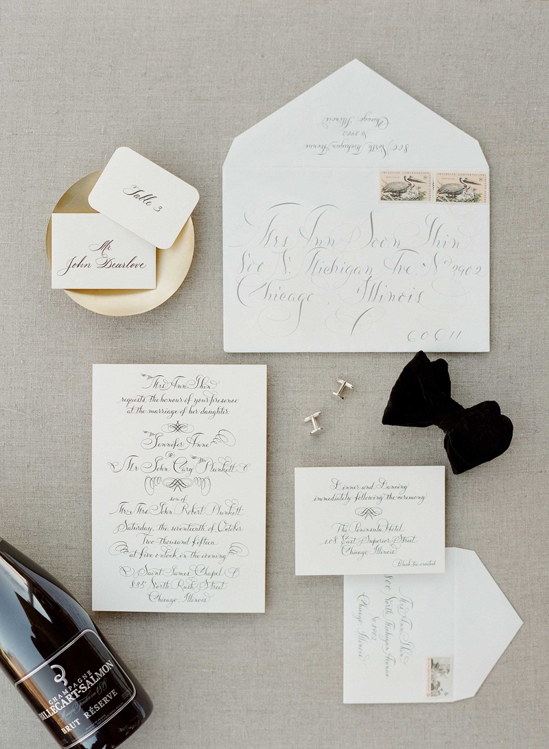 Sophisticated All-Calligraphy Invites
Photography: Jose Villa Photography
Read More:
http://www.insideweddings.com/weddings/glamorous-sophisticated-garden-themed-ballroom-wedding-in-chicago/905/ Envelope, invitation, response card, response envelope with calligraphy Bernard Maisner