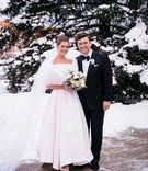 New Year's Eve Wedding Couple
Photography: Karlisch Photography
Read More:
http://www.insideweddings.com/weddings/traditional-mass-classic-wedding-reception-on-new-years-eve/1261/ bride and groom portrait bride in white fur wrap snow on trees mother's wedding dress groom bow tie