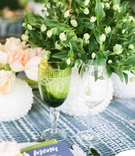 Green Goblet at Summer Bridal Shower
Photography: Haley Richter Photography
Read More:
http://www.insideweddings.com/weddings/summer-in-the-city-rooftop-bridal-shower-inspiration-in-new-york/1262/ wedding event bridal shower glassware green goblet greenery centerpiece linen napkin menu card blue