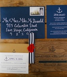 Wood %26 Blue Nautical Wedding Invites
Photography: Luke %26 Katherine Griffin for Max %26 Friends
Read More:
http://www.insideweddings.com/weddings/tent-wedding-with-chic-nautical-theme-on-la-playa-bay-in-san-diego/737/ Navy blue envelope with anchor motif and wood wedding invitation